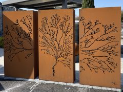 panneau corten motif arbre